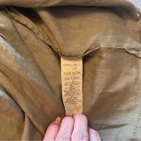 Bellambra Linen Dress-Layered-Ruffled-V Neck-3/4 Sleeves-Size Medium-Made Italy - Picture 10 of 10